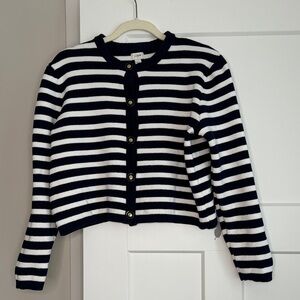 J. Crew Striped Navy and White Sweater